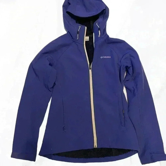 Columbia Phurtech baby blue and yellow long sleeve hood  soft shell jacket S - Picture 2 of 5